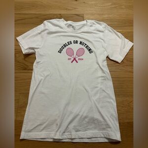 Doubles or Nothing Tennis Theme T Shirt Tee Small S